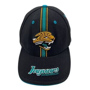 Jacksonville Jaguars Strapback Hat Vintage NFL Twins Enterprise - Black And Teal